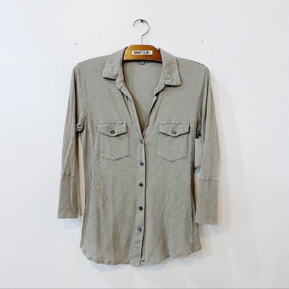 James Perse Sheer Slub Side Panel Shirt - Picture 2 of 4